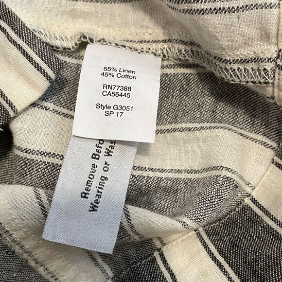 Madewell Gray & White Linen Striped Lace Up Skirt 4 - Picture 8 of 8